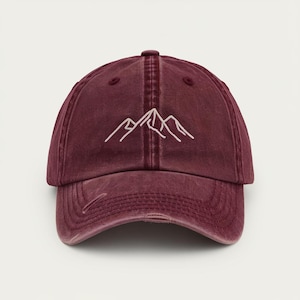 Vintage Washed Unisex Dad Hat, Mountains Baseball Cap, Adjustable Funny Faded Sports Sun Fathers Day Hiking Hiker Peak Summer Skiing