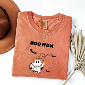 Boo Haw Ghost Cowboy Comfort Colors Shirt - Western Halloween Tee