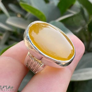 Achat Ring, Handgemachter Sterling Silber Schmuck, Oval Cabochon Statement Geschenk für Ihn Islamischen Ring