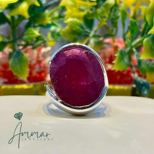 Natural Ruby Ring, Oval Statement Jewelry, Handmade Unisex - Sterling Silver, July Birthstone, Custom Sizes