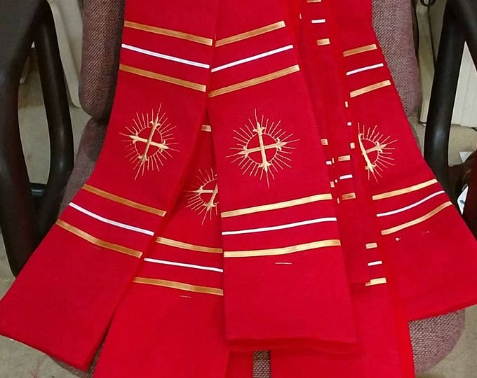 Clergy Stole, Pastor's Stole, Priest Stole, Vestment, white, Red, Green, Purple, Blue, MADE to ORDER