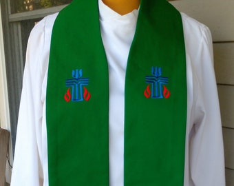 clergy stole, Priest stole, Pastor stole, vestment, with Denomination Symbol MADE TO ORDER