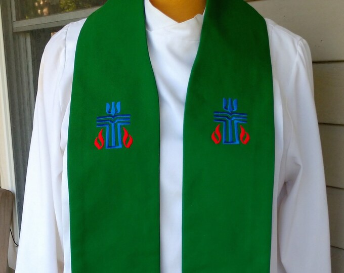 clergy stole, Priest stole, Pastor stole, vestment, with Denomination Symbol MADE TO ORDER