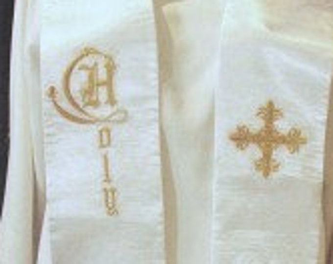 Clergy Stole, Vestment,  Fleur de Lis cross, Holy, any color, MADE to ORDER