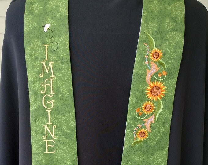 Clergy stole,Chaplain, visitation, Sunflower Stole, MADE to ORDER