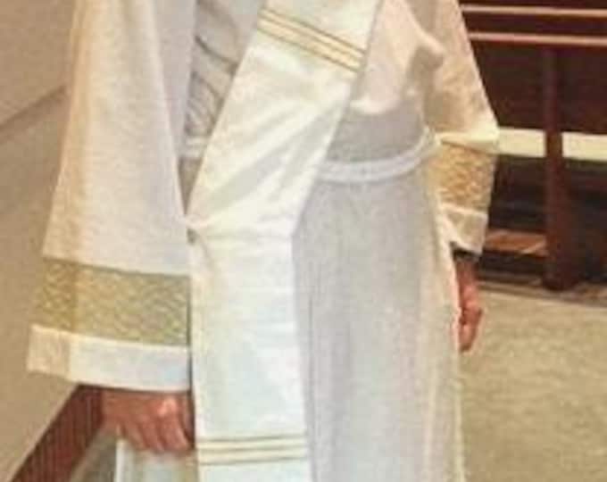 Deacon's Stole, Vestment, white, Red, Green, Purple, Blue, MADE to ORDER