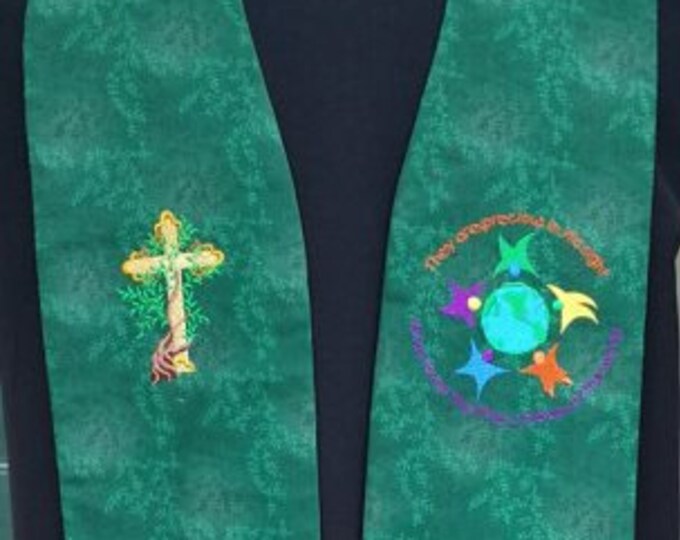 clergy stole, Priest Stole, Pastor's Stole, vestment  Children of the World, MADE to ORDER