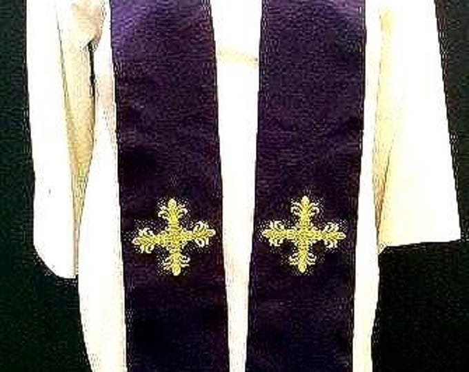 Clergy Stole, Vestment with Small Elegant Crosses, any Liturgical color, MADE to ORDER