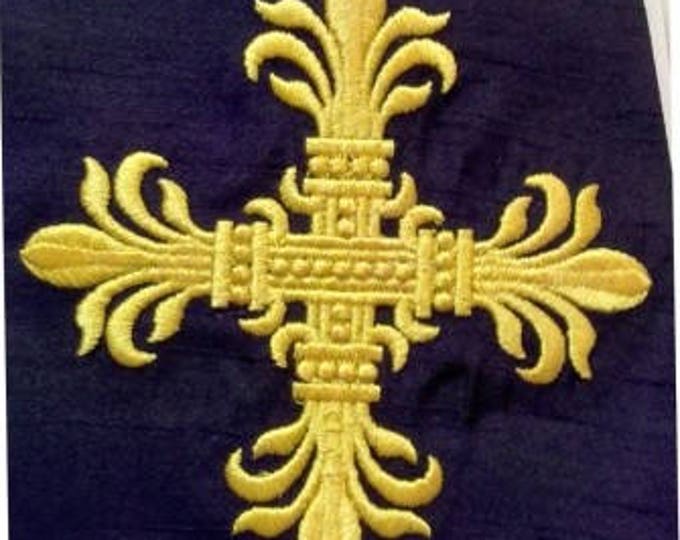 Deacon"s Stole, Vestment with Small Elegant Crosses, any Liturgical color, MADE to ORDER