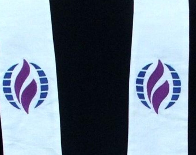 clergy stole, vestment, MCC logo, White, green, red, blue, purple MADE to ORDER