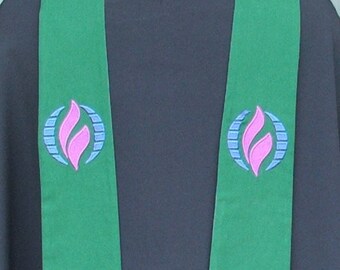 clergy stole, Priest stole, Pastor stole, vestment, MCC logo, green MADE to ORDER