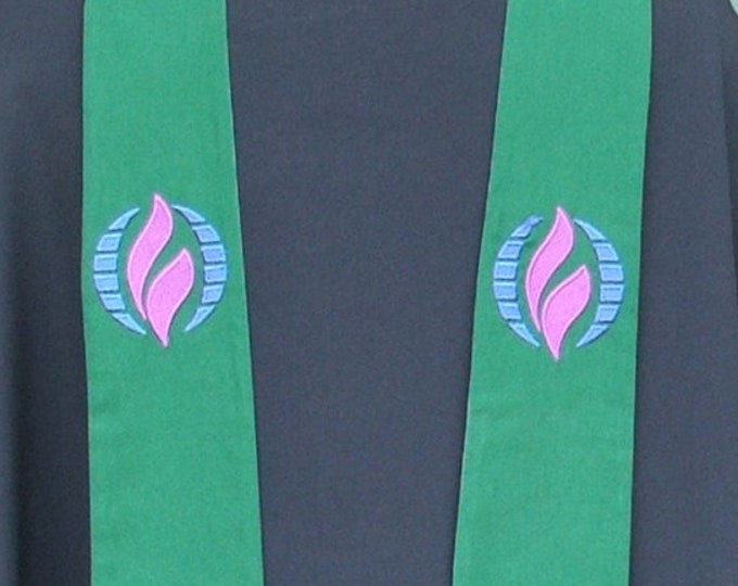 clergy stole, Priest stole, Pastor stole, vestment, MCC logo, green MADE to ORDER