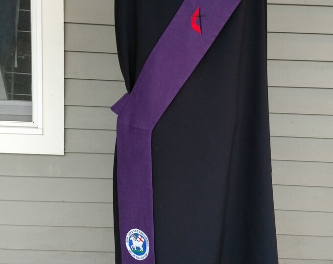 Deacon's Stole, Red, Green, Purple, Blue, white Moravian Crest, UMC stymbol  MADE to ORDER