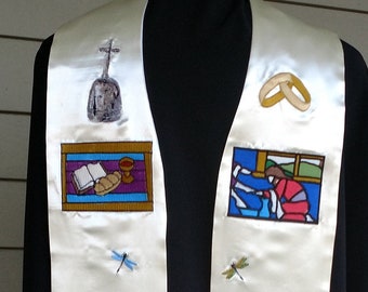 clergy stole, Pastor's Stole, Priest Stole, vestment, Custom Ordination stole,  MADE to ORDER
