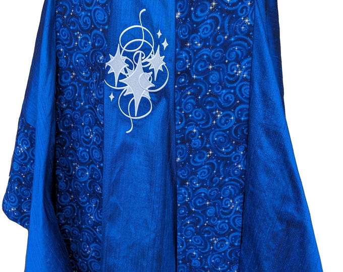Clergy Chasuble, Advent stars embroidery, silk with Advent Stars sleeves