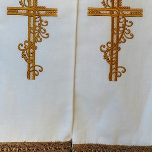 Clergy Stole, Garden Cross, white, purple, blue, green, red MADE TO ORDER