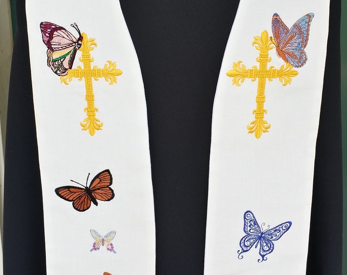 A Flutter of Butterflies Clergy Stole, Vestment MADE TO Order