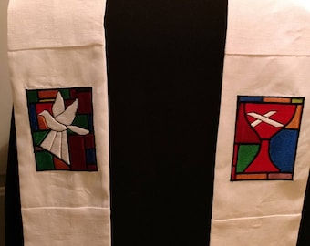 clergy stole, Priest stole, Pastor stole, vestment, with Custom stained glass designs, MADE TO ORDER