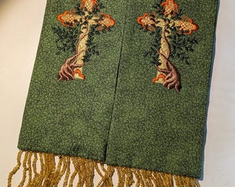 Clergy stole,Chaplain, visitation, Tree of Life Cross , MADE to ORDER