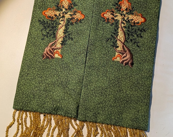 Clergy stole,Chaplain, visitation, Tree of Life Cross , MADE to ORDER