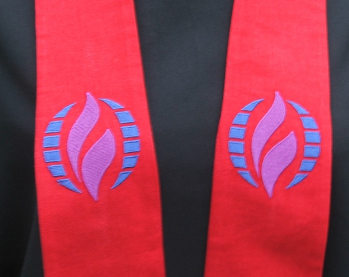 clergy stole, Priest stole, Pastor stole, vestment, MCC logo, Red, MADE to ORDER