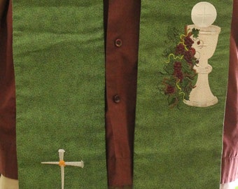 clergy stole, vestment, Green, Seasonal Symbols, MADE to ORDER