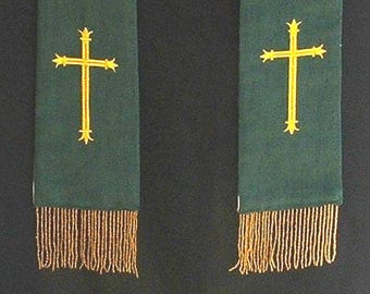 clergy stole,vestment, simple cross, Any color MADE TO ORDER