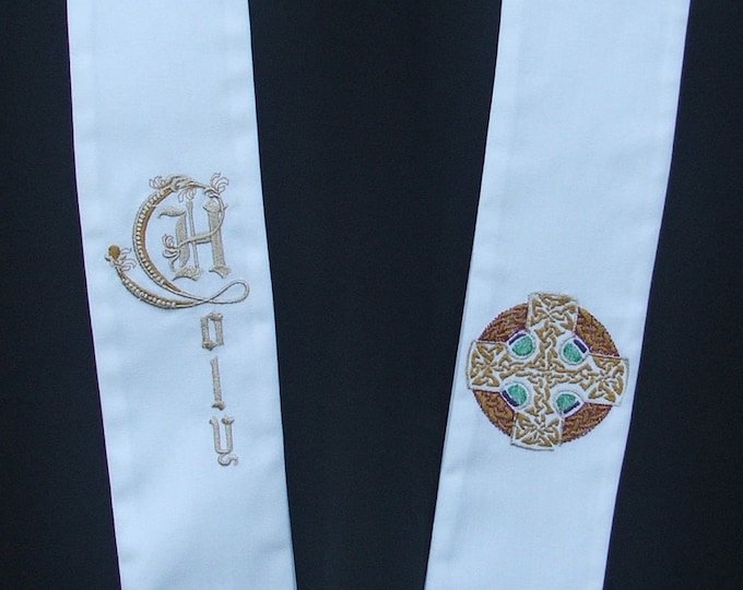 Clergy stole, vestment, White, Chaplain, hospital visitation, Hospice, Funeral