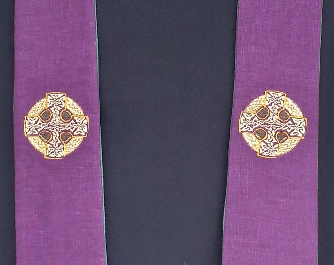 Clergy Stole, Vestment, Celtic Cross Any Color, MADE to ORDER