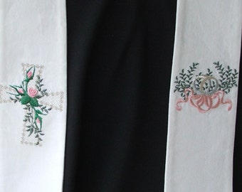 Wedding Clergy Stole, Vestment, White, Custom colors MADE To Order