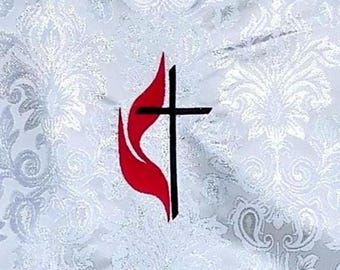 clergy stole, vestment, Any Church logo, any color, with white inset, MADE to ORDER