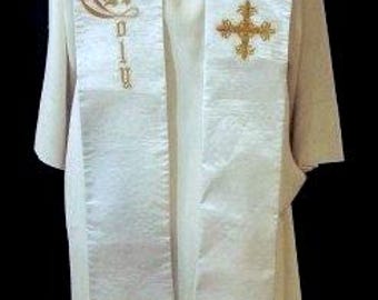 Clergy Stole, Vestment,  Fleur de Lis cross, Holy, any color, MADE to ORDER