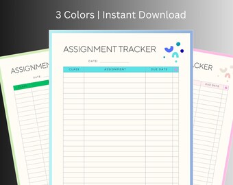 Printable Homework Tracker Bundle: Student Assignment Organizer (PDF Download A4 Size)