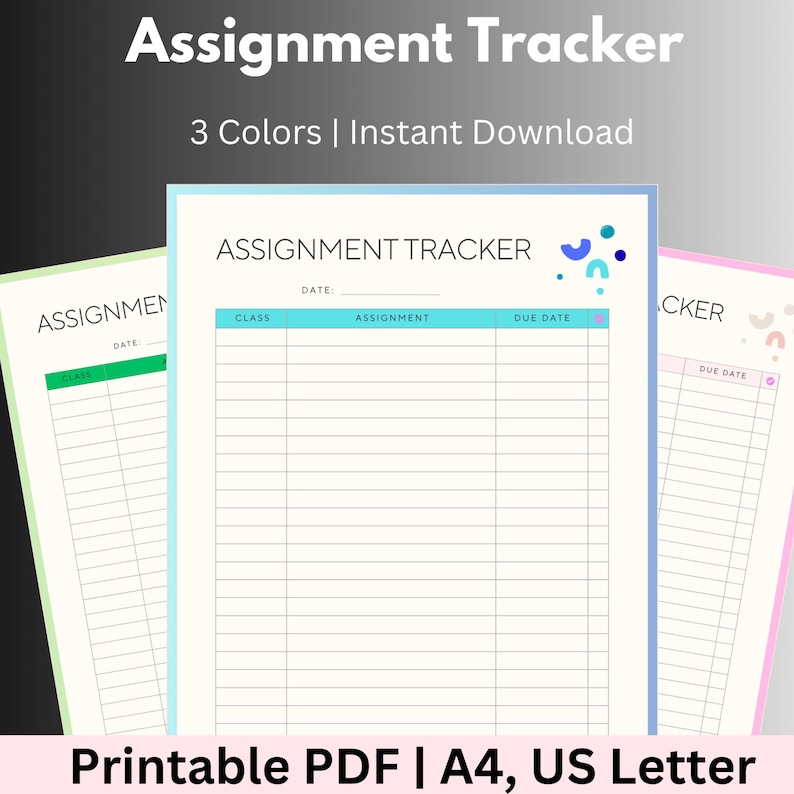 Printable Homework Tracker Bundle: Student Assignment Organizer (PDF ...