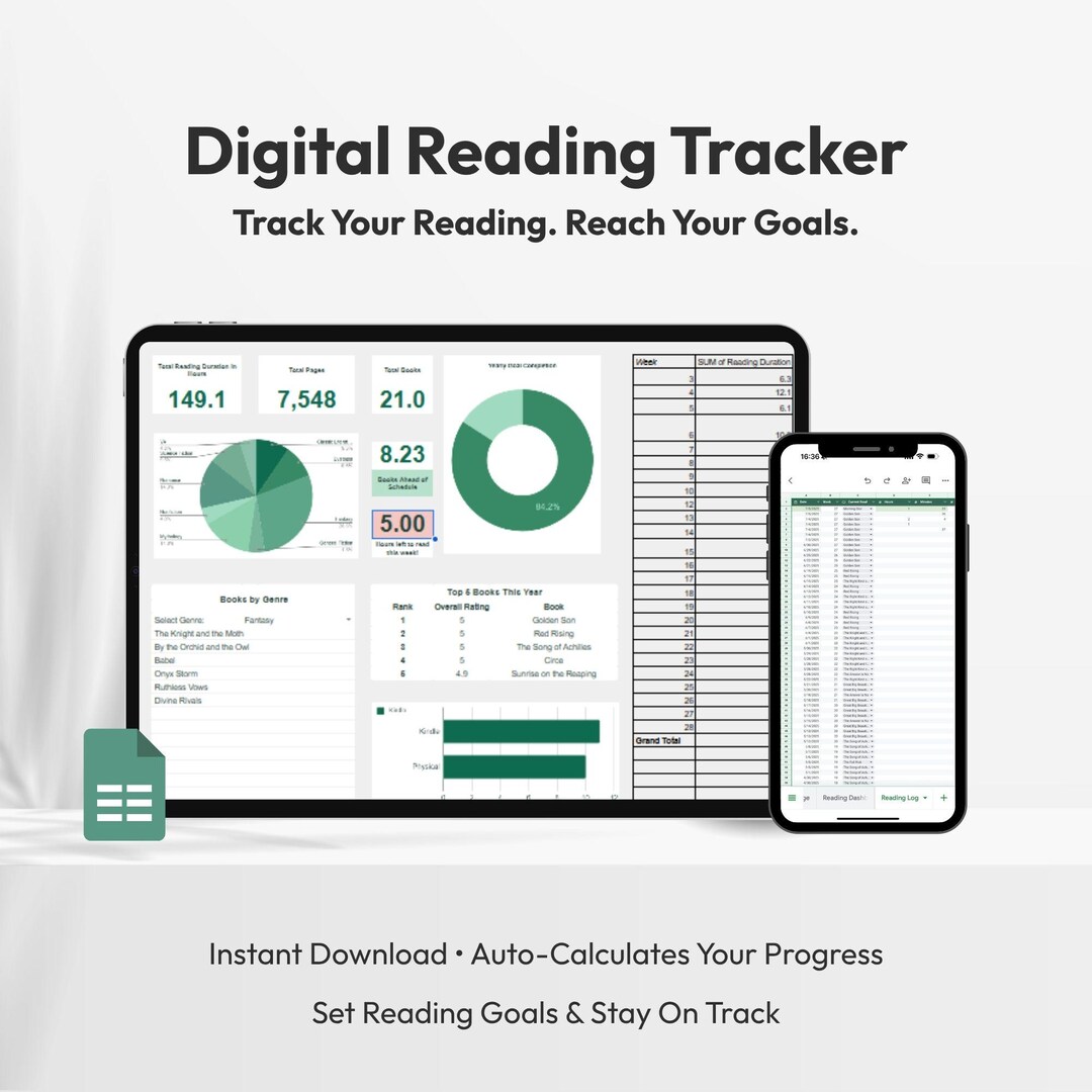 Reading Tracker Spreadsheet | Digital Book Log | Google Sheets | Track ...