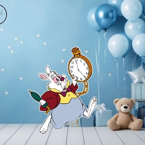 Ausschnitt Weißes Kaninchen alice im onederland Backdrop alice im wunderland Geburtstag Hintergrund Party Ausschnitte Standees Ausschnitt Requisiten Baby shower Dekor