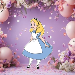 Alice im Wunderland Ausschnitt, Alice im Wunderland, Geburtstagshintergrund, Party, Ausschnitte, Aufsteller, Requisiten, Hofausschnitt, digitales Babypartydekor