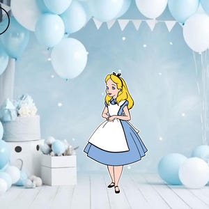 Alice im Wunderland, Alice im Wunderland, Geburtstagshintergrund, Party, Ausschnitte, Aufsteller, Requisiten, Hofausschnitt, digitales Babypartydekor
