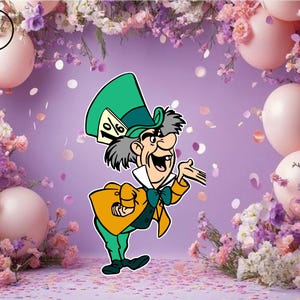 Mad Hatter Alice im Wunderland Ausschnitt, Alice im Wunderland, Geburtstag, Hintergrund, Party, Ausschnitte, Aufsteller, Ausschnitt, Requisiten, yard, Ausschnitt