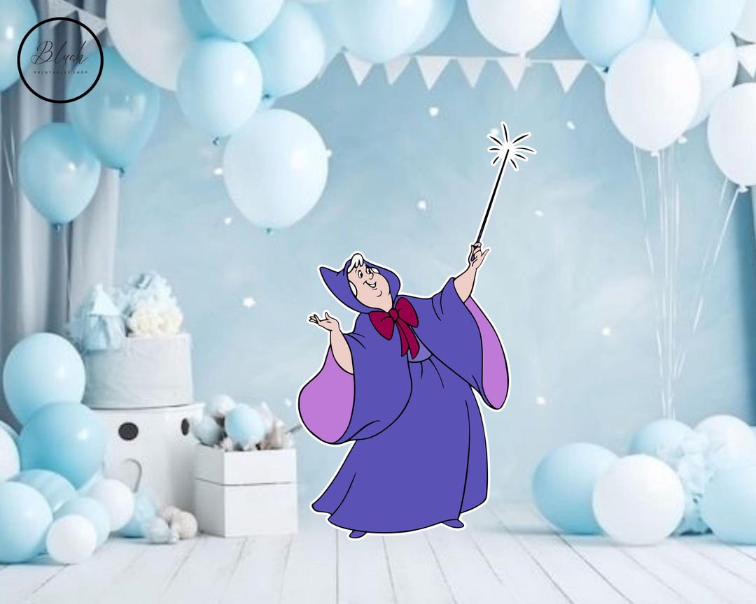 Fairy Godmother Cutout, Cinderella Birthday Party Decor (digital ...