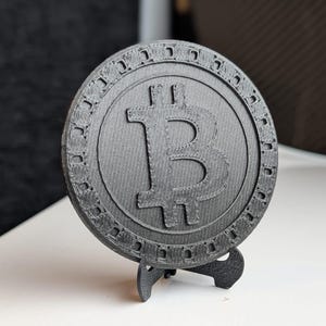 Bitcoin metálico cinza ferro de 50 mm, decoração de escritório e item colecionável