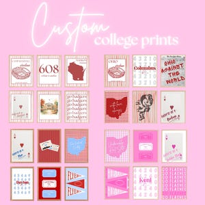6er Pack individuelle College Digitaldrucke, 6er Set, College, Wohnung, Studentenwohnheim, Wandkunst, Bündel, Trendy, Poster, Universität, Fußball, börsennotiert