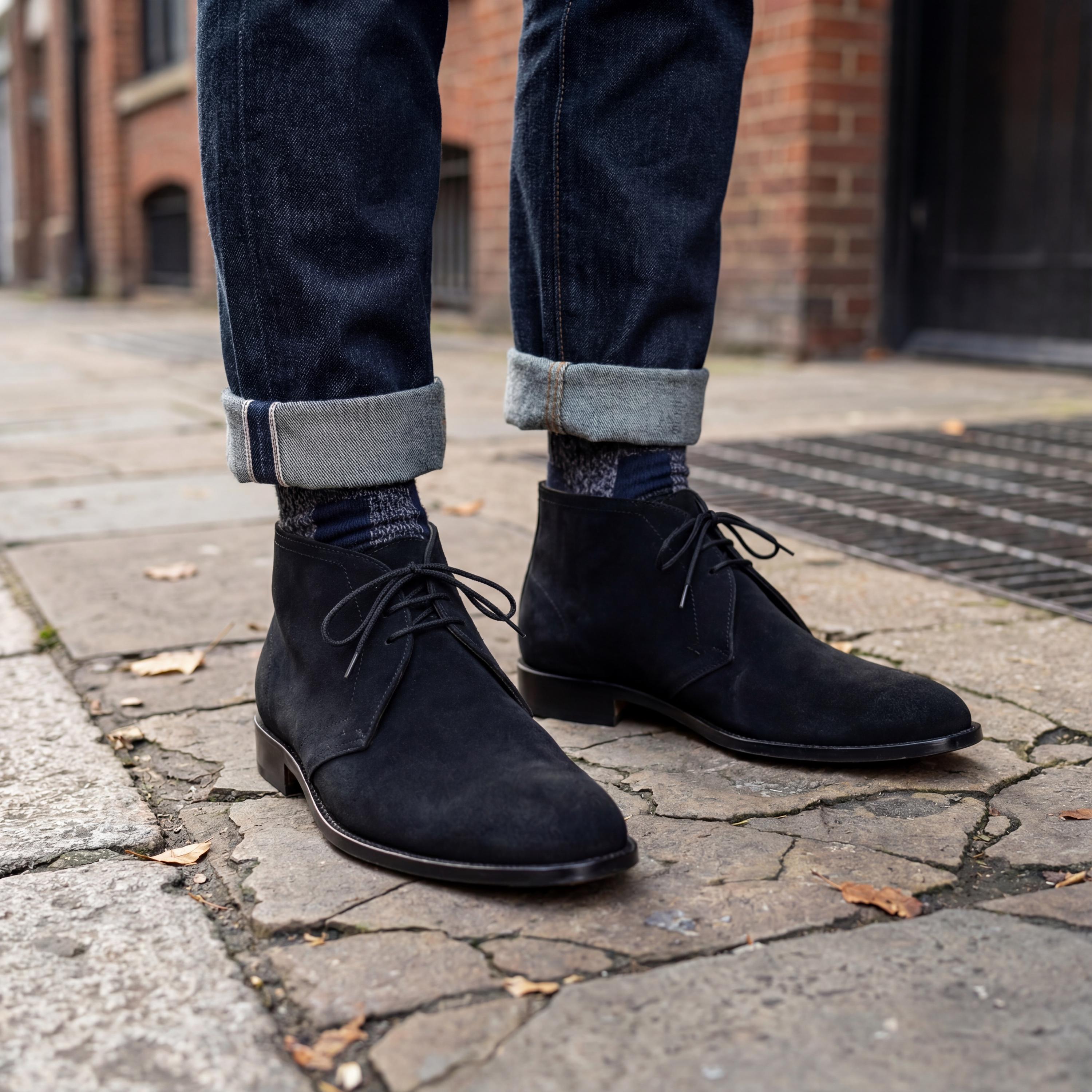 Black Suede Chukka Boots Men - Classic Lace-up Ankle Desert  display picture 1