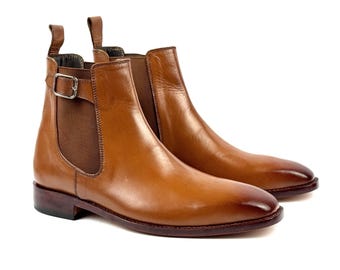 Handmade Luxury Brown Leather Chelsea Boots, Slip on Boots for Men, Dress Boots - Etsy Handmade Luxury Brown Leather Chelsea Boots, Slip on Boots for Men, Dress Boots - Etsy