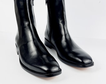 Men's Black Ankle Boots Side Zip | Handmade Full Grain Leather | Chelsea Style Zipper Boots | Blake Stitch | Made to Order