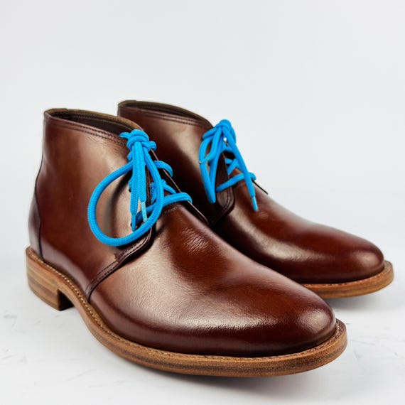 Men\'s Brown Leather Chukka Boots with Contrast Laces Men main image 3