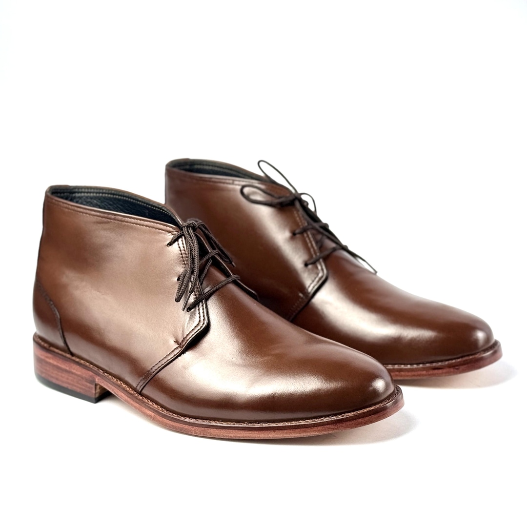 Handmade Brown Chukka Boots, Men's Leather Desert Boots, Custom Dress — free download