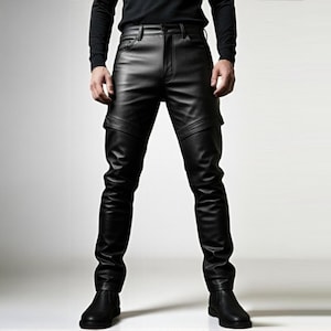 Handmade Leather Tactical Pants: Gothic Streetwear Armor, Cosplay Biker Trousers