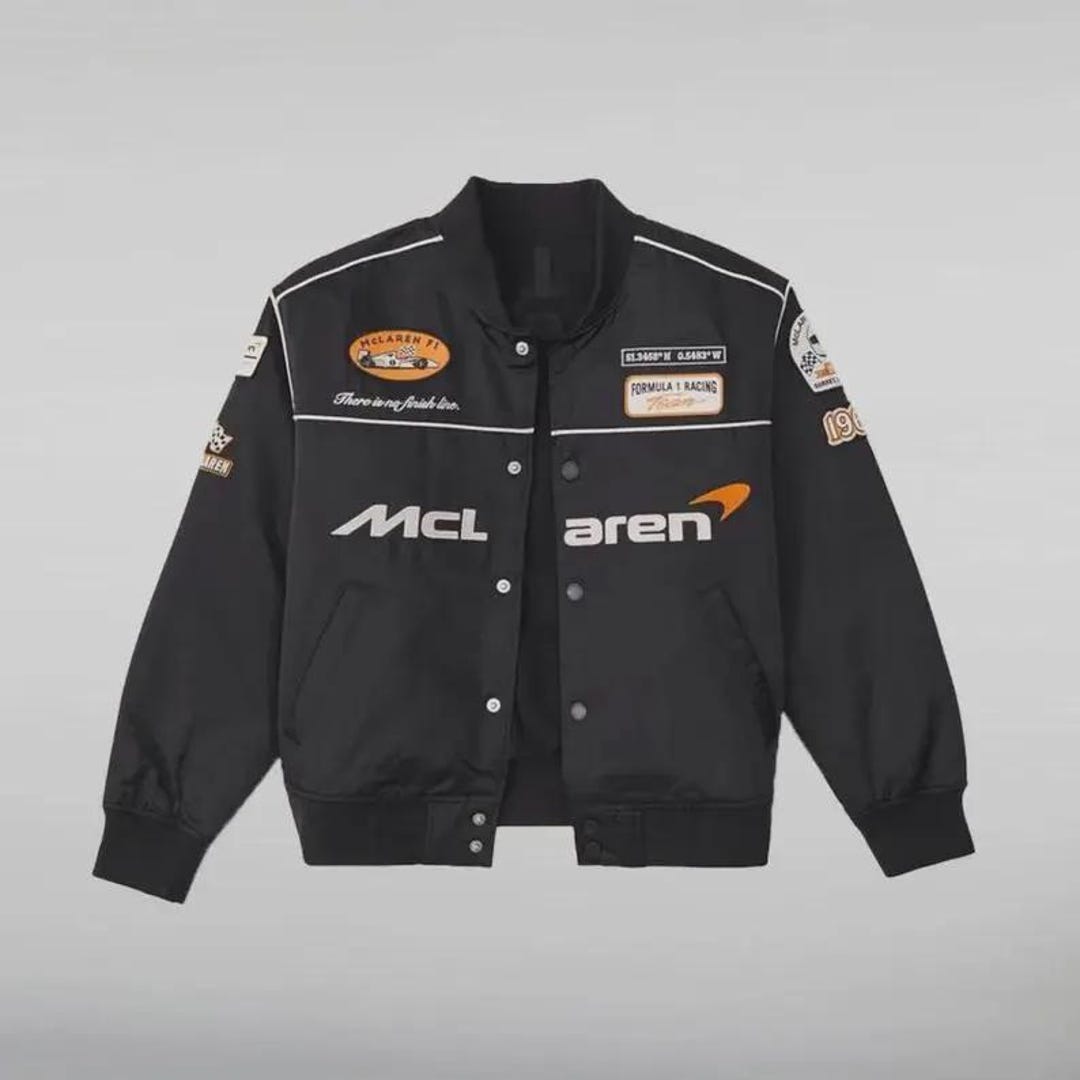 F1 Mclaren Vintage Racing Jacket | Embroidered Motorsport Bomber