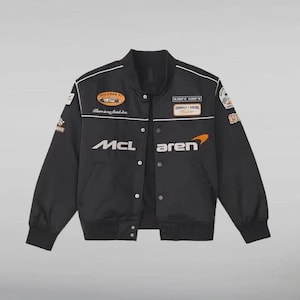 F1 McLaren Vintage Racing Jacket | Embroidered Motorsport Bomber | Retro Formula 1 Style